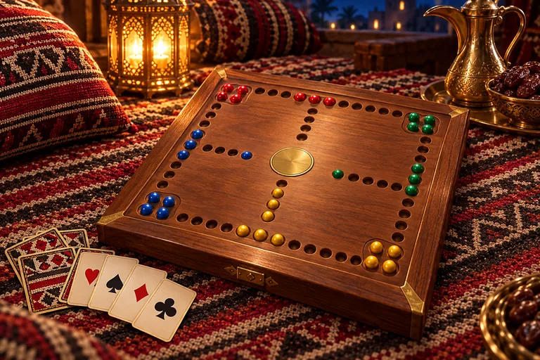 لوحة جاكارو خشبية فيها بلي ملوّن وورق